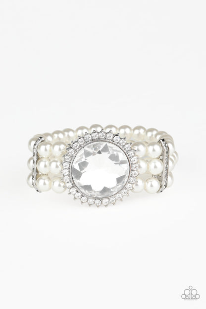 Speechless Sparkle White Pearl Bracelet - Paparazzi Accessories