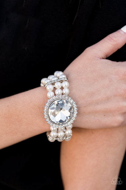 Speechless Sparkle White Pearl Bracelet - Paparazzi Accessories