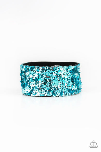 Starry Sequins Blue Wrap Bracelet - Paparazzi Accessories - jazzy-jewels-gems