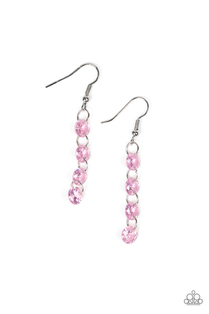Trickle-Down Effect Pink Earring - Paparazzi Accessories