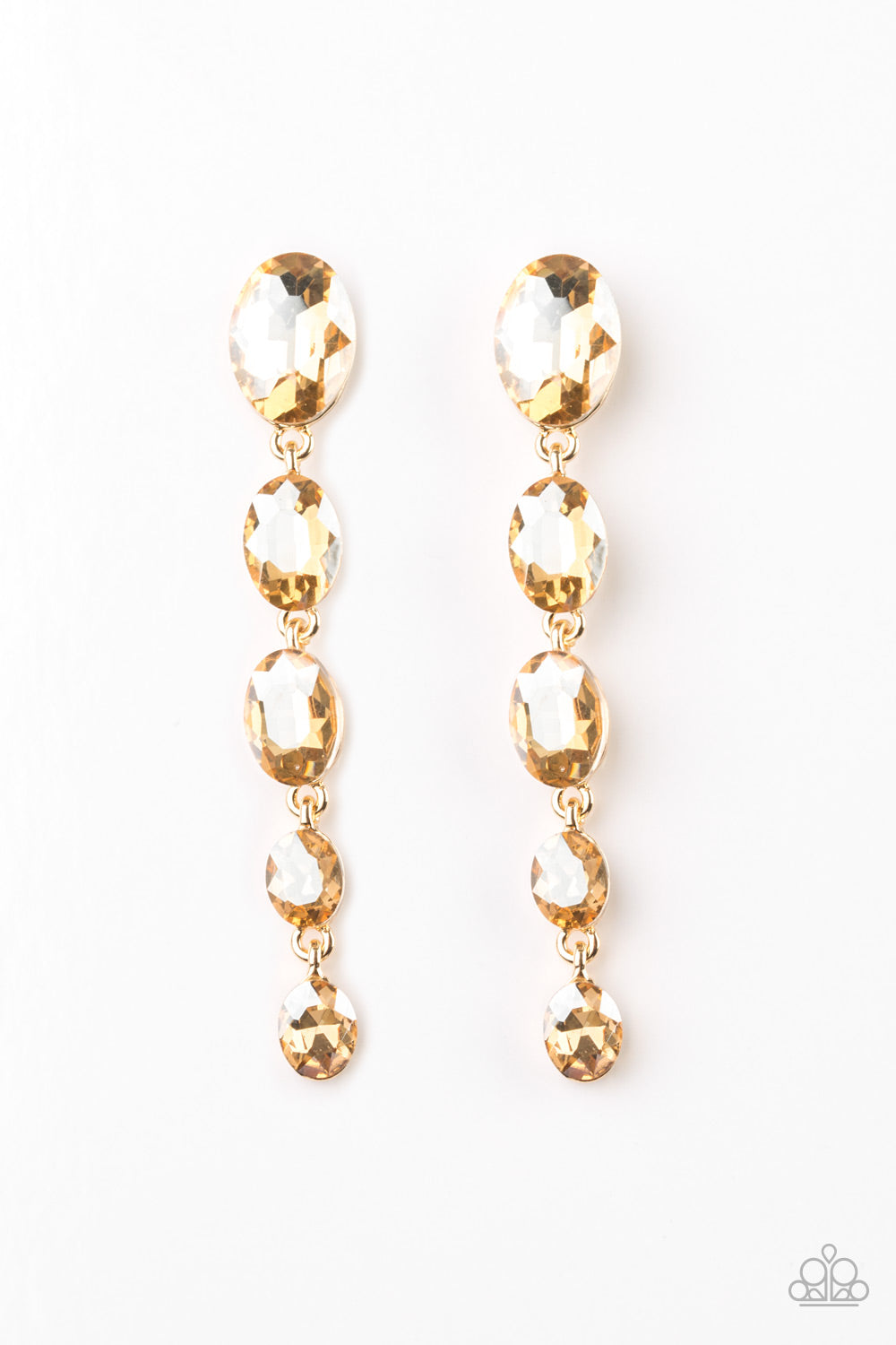Red Carpet Radiance Gold Earring - Paparazzi Accessories - jazzy-jewels-gems