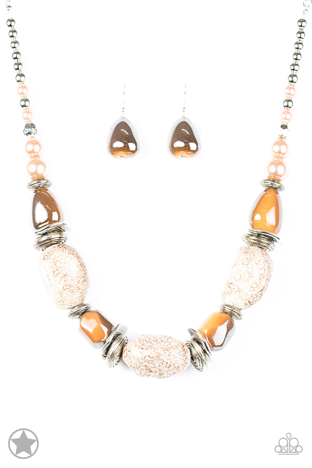 In Good Glazes Peach Blockbuster Necklace - Paparazzi Accessories - jazzy-jewels-gems