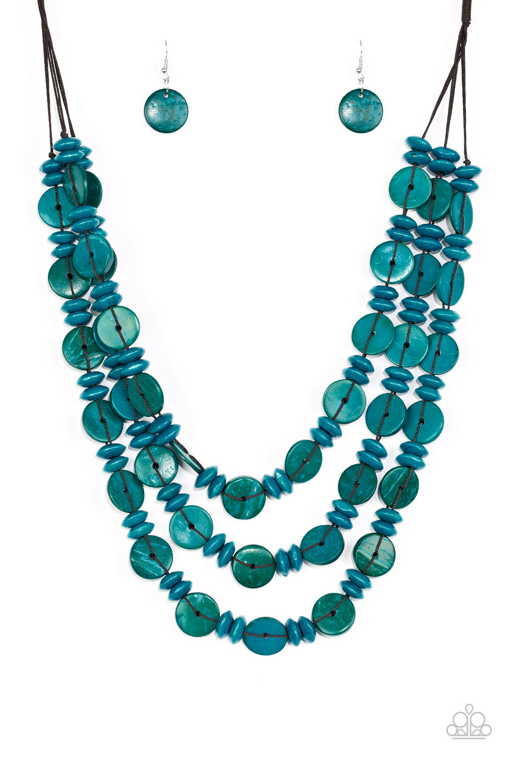 Barbados Bopper Blue Wooden Necklace - Paparazzi Accessories
