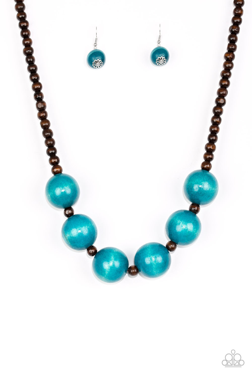 Oh My Miami Blue Wooden Necklace - Paparazzi Accessories
