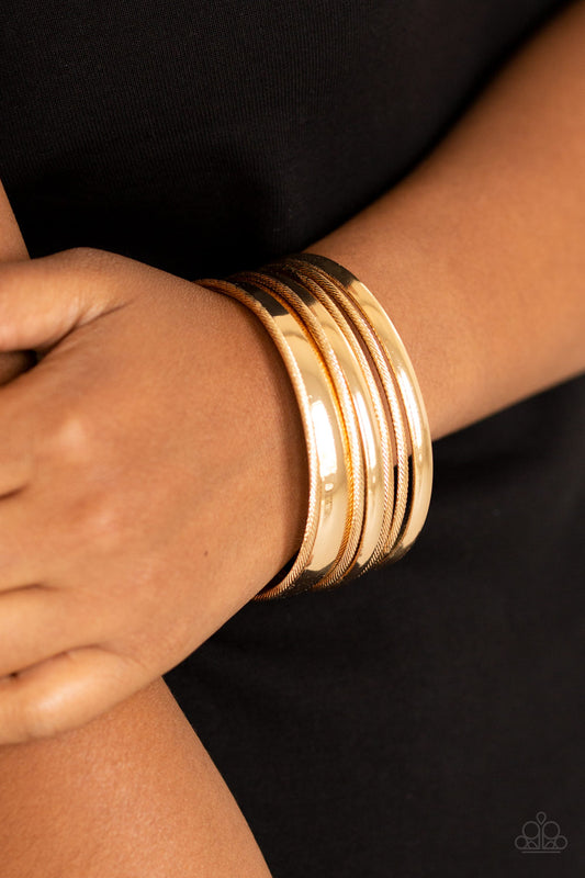 Sahara Shimmer Gold Bangle Bracelet - Paparazzi Accessories