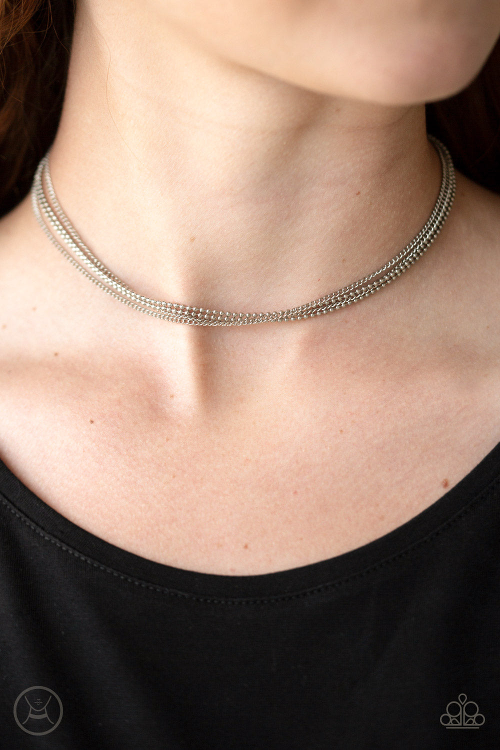 If You Dare Silver Choker Necklace- Paparazzi Accessories