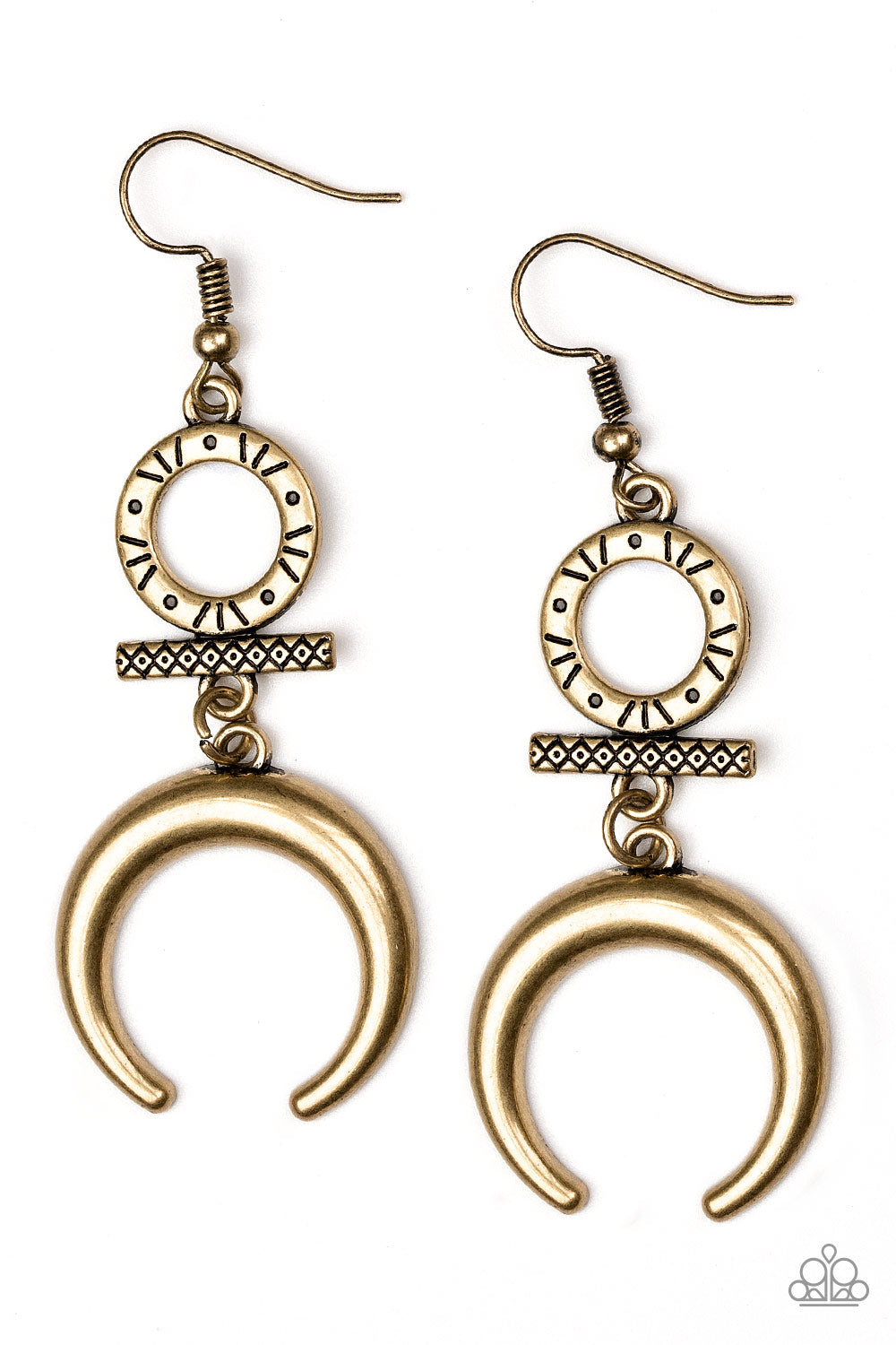 Majestically Moon Child Brass Earring - Paparazzi Accessories