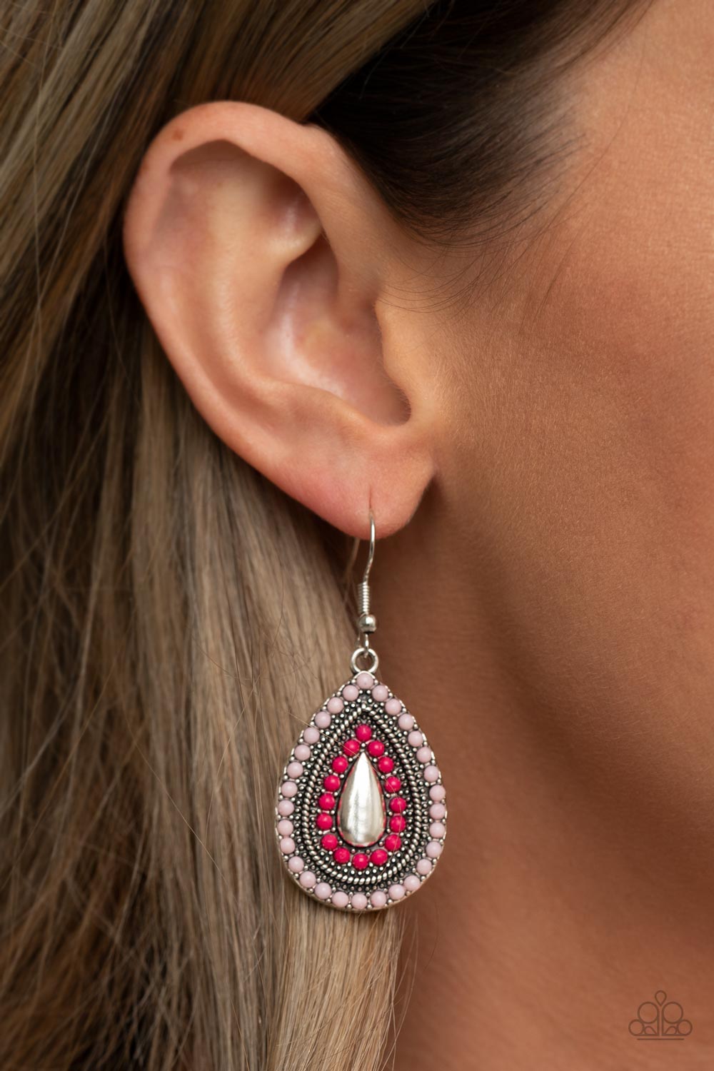 Beaded Bonanza Pink Earring - Paparazzi Accessories