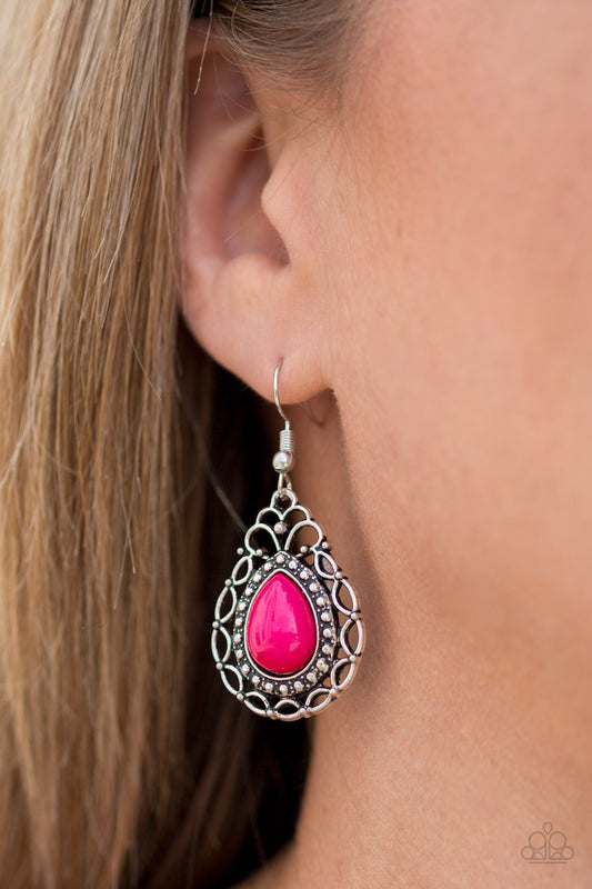 Flirty Finesse Pink Earring - Paparazzi Accessories