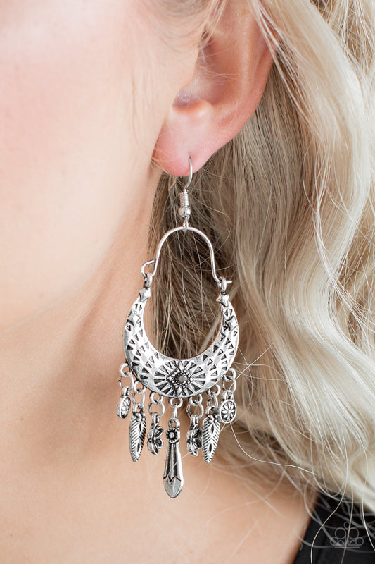 Nature Escape Silver Earring - Paparazzi Accessories