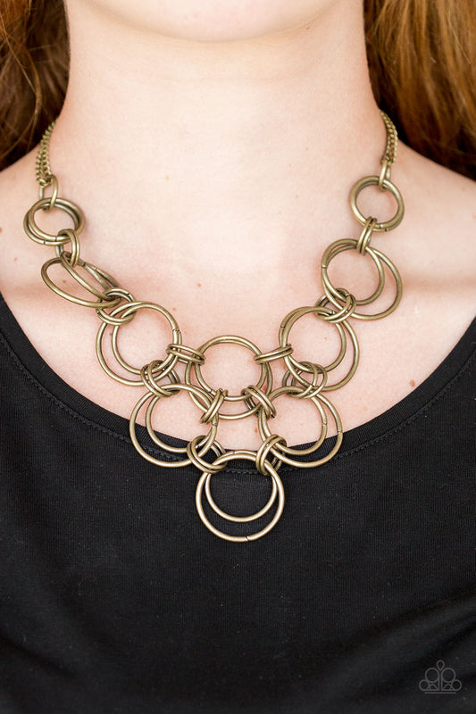 Ringing Off The Hook Brass Necklace - Paparazzi Accessories
