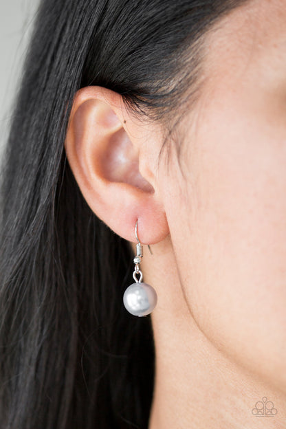 Soon To Be Mrs. - Silver Item #P2RE-SVXX-277XX Varying in size, bubbly silver pearls swing from the bottom of a classic strand of pearls, creating a refined fringe below the collar. Features an adjustable clasp closure.  Sold as one individual necklace. Includes one pair of matching earrings.