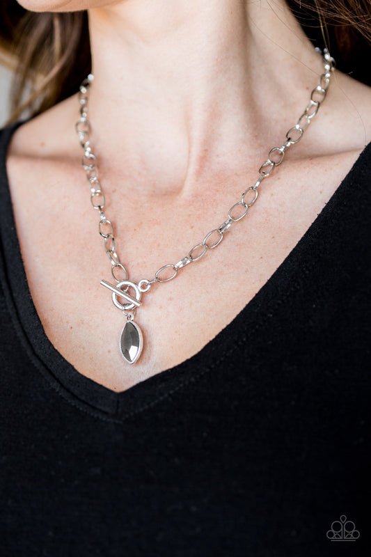 Club Sparkle Silver Toggle Necklace - Paparazzi Accessories