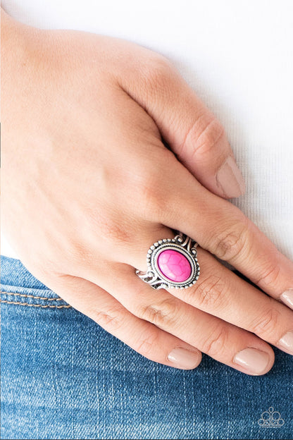 All The Worlds A STAGECOACH Pink Ring - Paparazzi Accessories