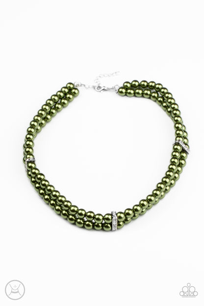 Put On Your Party Dress Green Pearl Necklace - Paparazzi Accessories