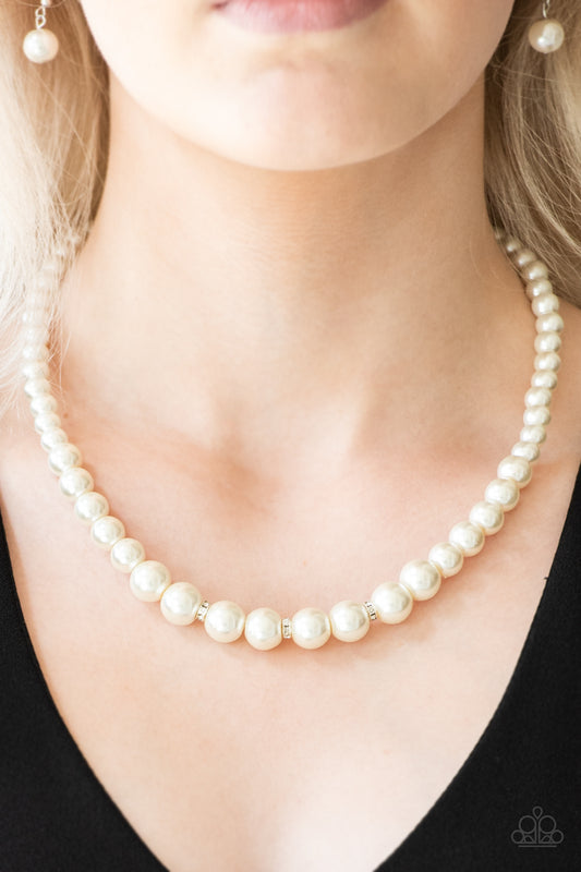Royal Romance White Pearl Necklace - Paparazzi Accessories