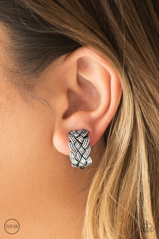 Urban Ulterior Silver Clip-On Earring - Paparazzi Accessories