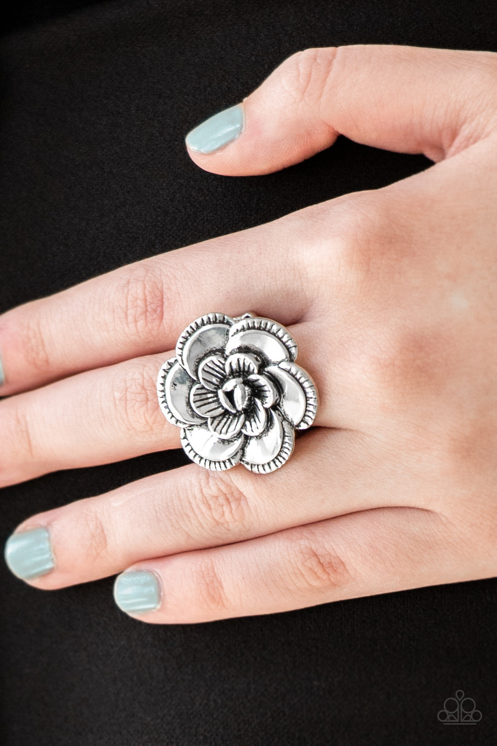 FLOWERBED and Breakfast Silver Ring - Paparazzi Accessories