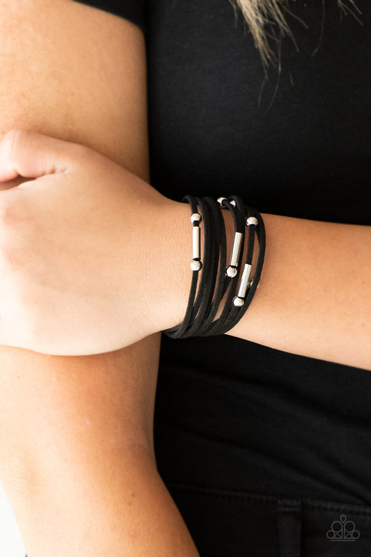 Back To BACKPACKER Black Urban Bracelet - Paparazzi Accessories