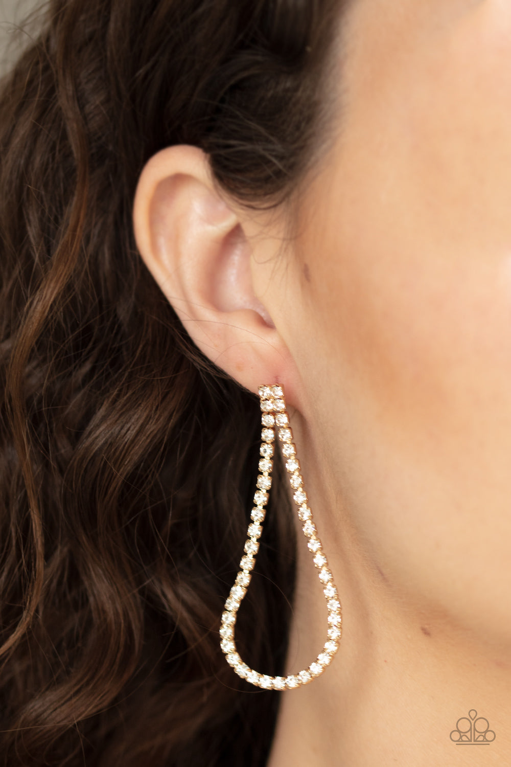 Diamond Drops Gold Earring - Paparazzi Accessories