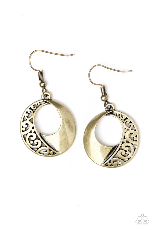 Eastside Excursionist Brass Earring - Paparazzi Accessories