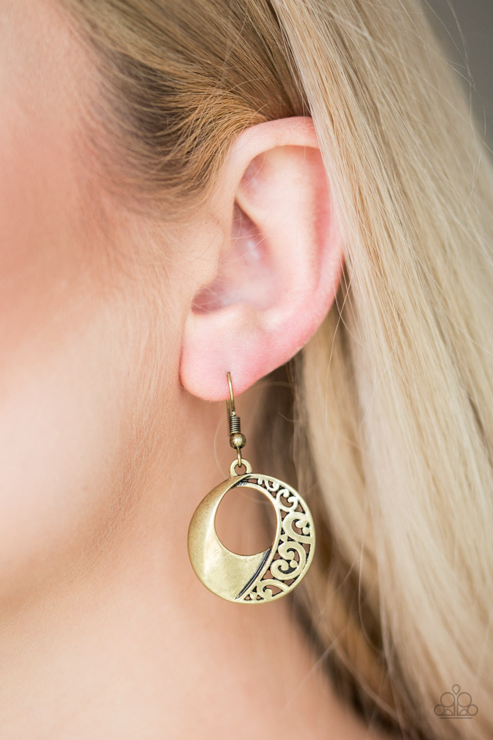Eastside Excursionist Brass Earring - Paparazzi Accessories
