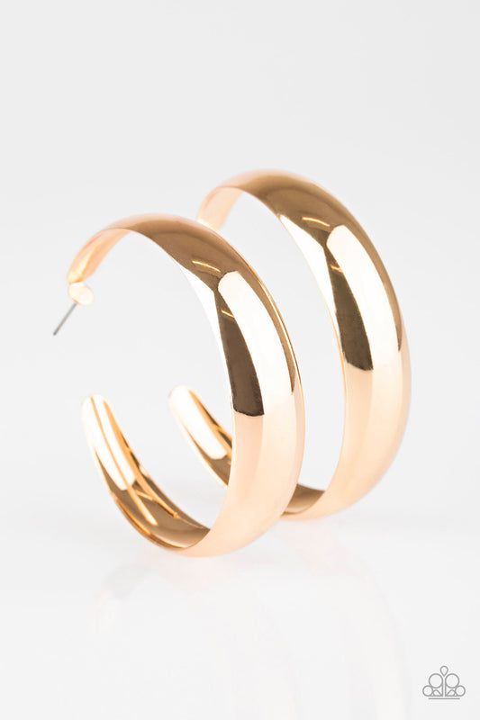 Gypsy Goals Gold Hoop Earring - Paparazzi Accessories