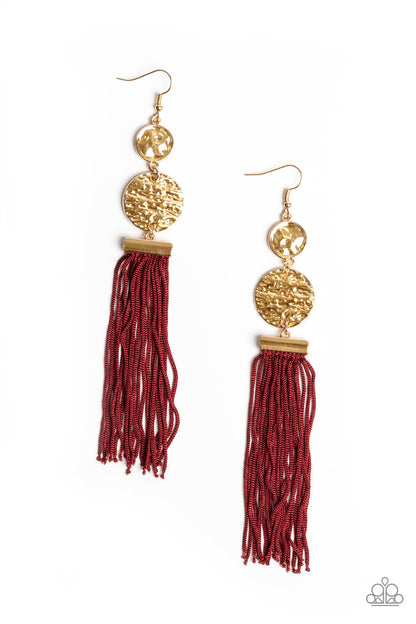 Lotus Gardens Red Tassel Earring - Paparazzi Accessories