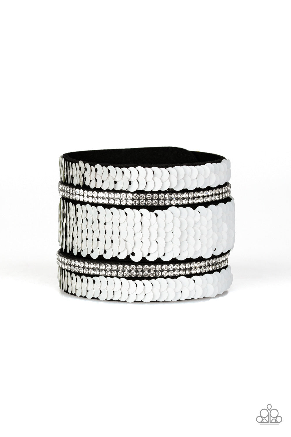 MERMAID Service White Sequin Wrap Bracelet - Paparazzi Accessories - jazzy-jewels-gems