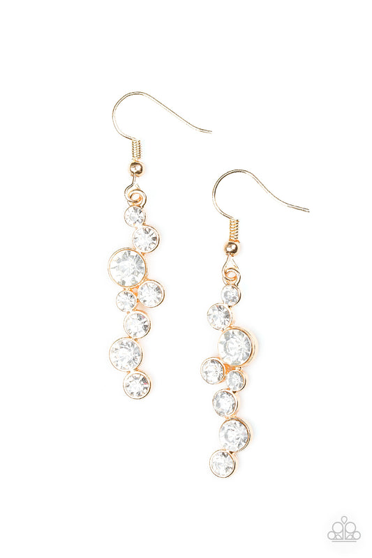 Milky Way Magnificence Gold Earring - Paparazzi Accessories - jazzy-jewels-gems