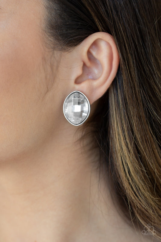 Movie Star Sparkle White Earring - Paparazzi Accessories