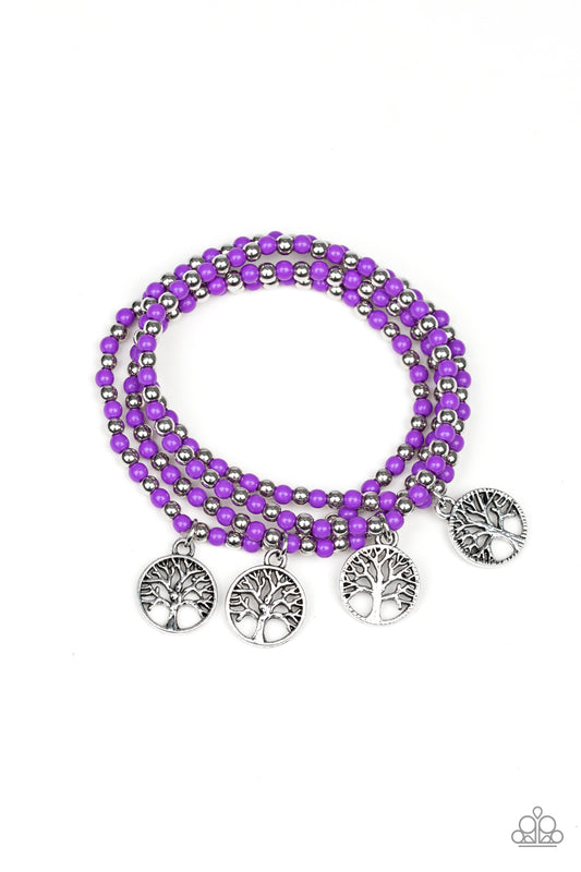 Plant A Tree Purple Charm Bracelet - Paparazzi Accessories - jazzy-jewels-gems