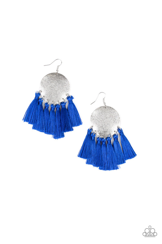 Tassel Tribute Blue Tassel Earring - Paparazzi Accessories