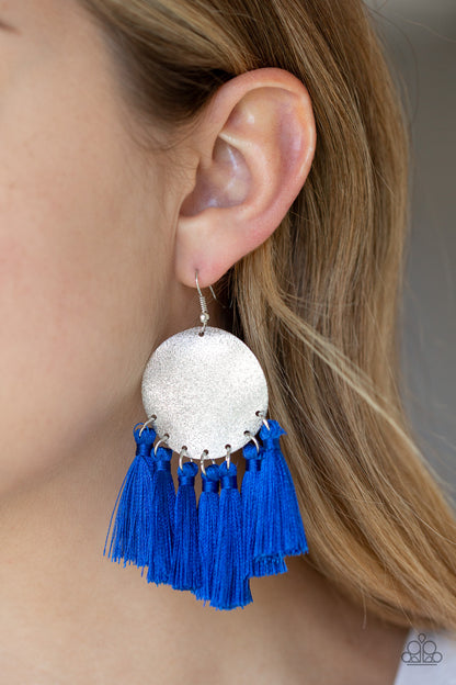 Tassel Tribute Blue Tassel Earring - Paparazzi Accessories