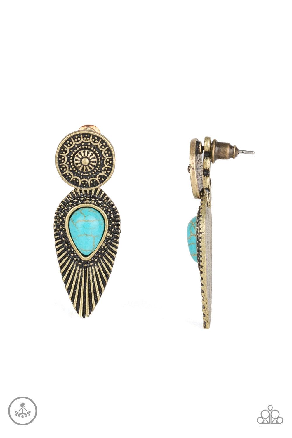 Fly Into the Sun Brass Earring - Paparazzi Accessories