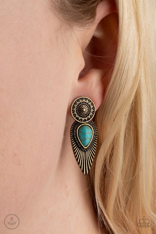 Fly Into the Sun Brass Earring - Paparazzi Accessories