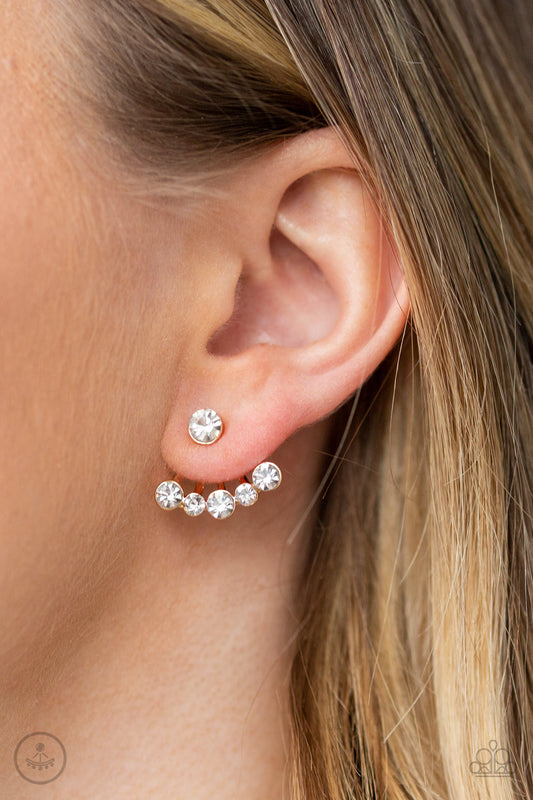 Jeweled Jubilee Gold Jacket Earring - Paparazzi Accessories