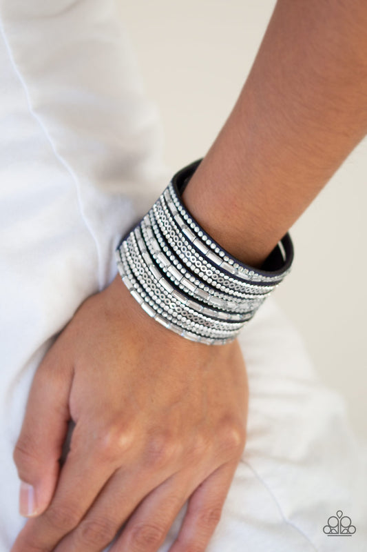A Wait-and-SEQUIN Attitude Blue Wrap Bracelet - Paparazzi Accessories