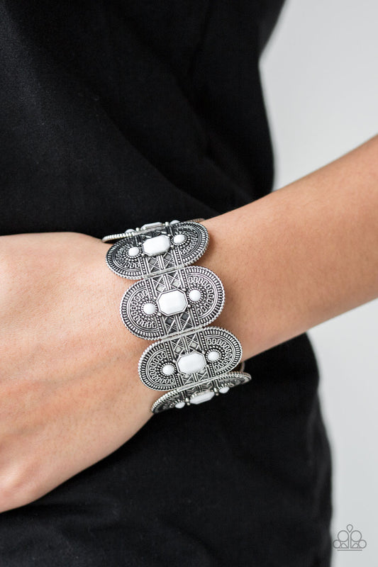 Turn Up The TROPICAL Heat White Bracelet - Paparazzi Accessories