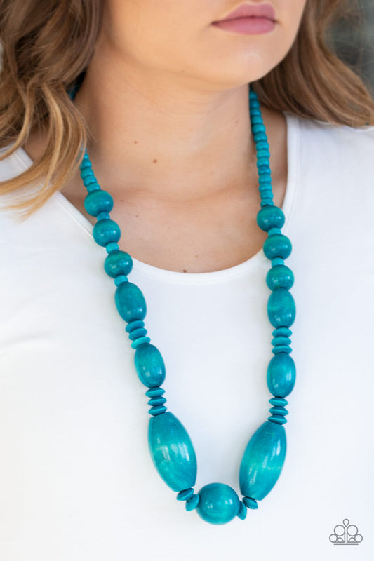 Summer Breezin' Blue Wooden Necklace - Paparazzi Accessories