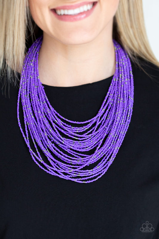 Rio Rainforest Purple Seed Bead Necklace - Paparazzi Accessories