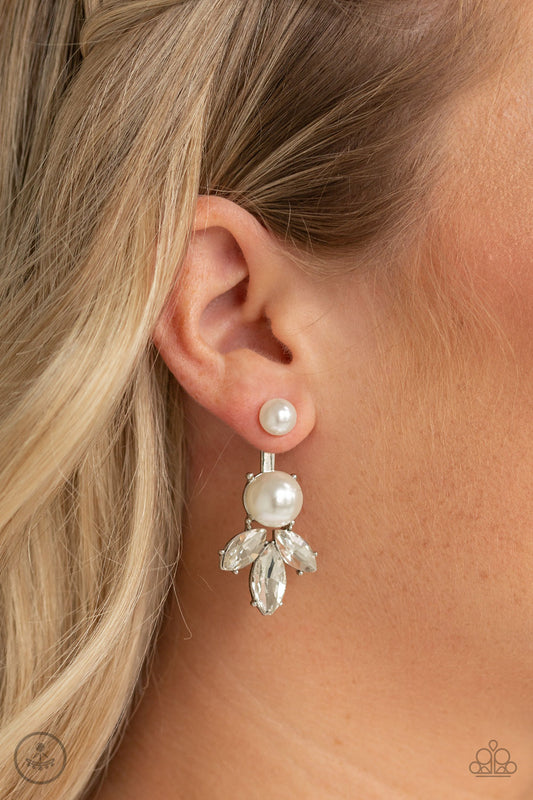 Extra Elite White Jacket Earring - Paparazzi Accessories