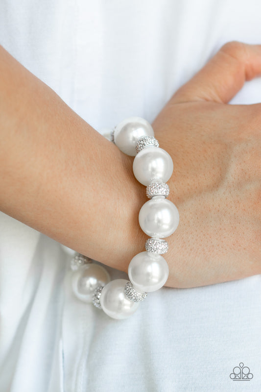 Extra Elegant White Pearl Bracelet - Paparazzi Accessories