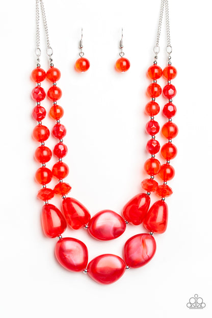 Beach Glam Red Necklace - Paparazzi Accessories