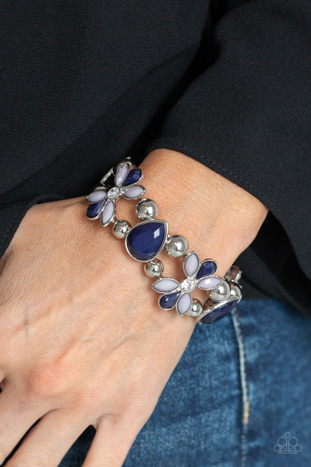 Fabulously Flourishing Blue Bracelet - Paparazzi Accessories