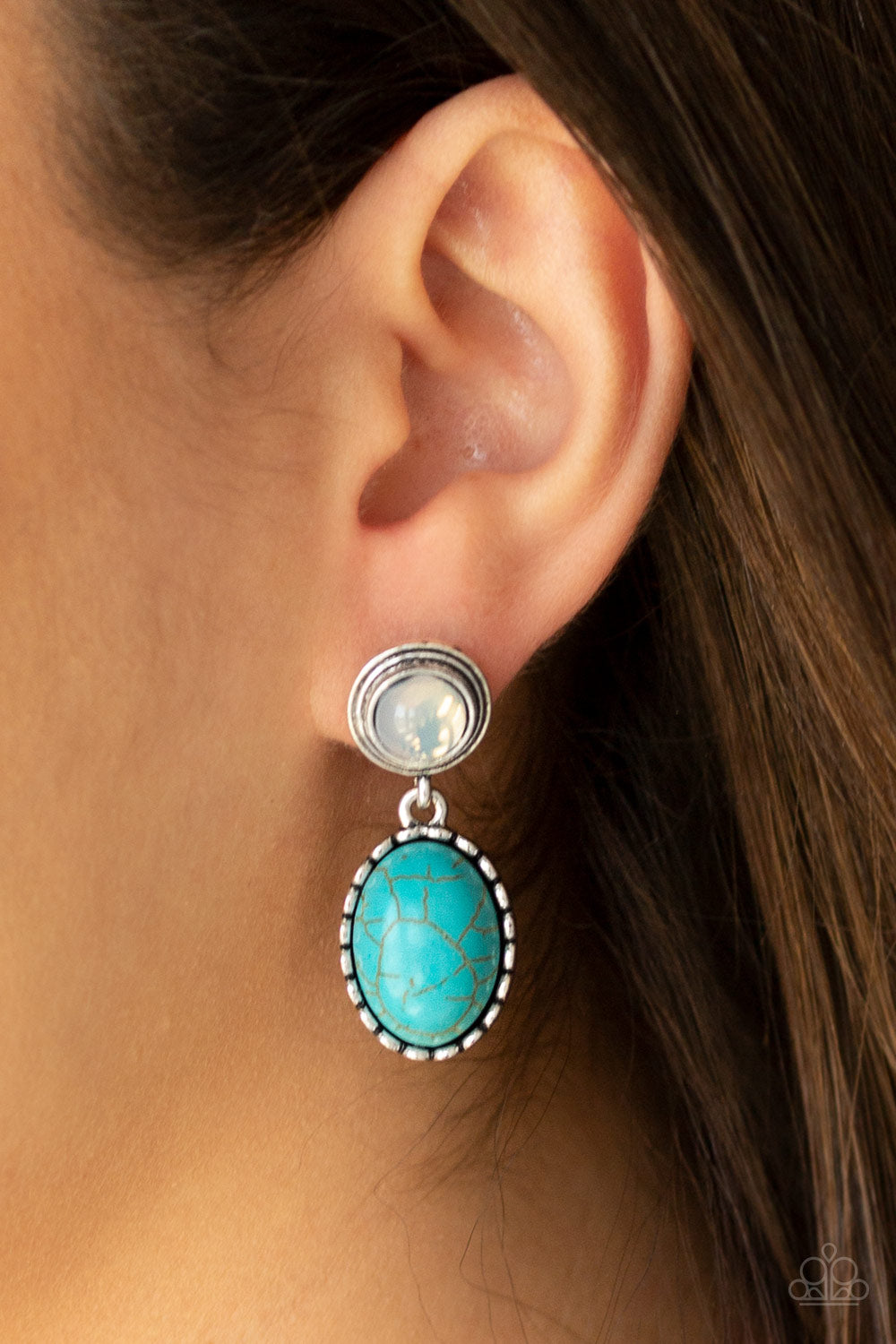 Western Oasis Blue Earring - Paparazzi Accessories