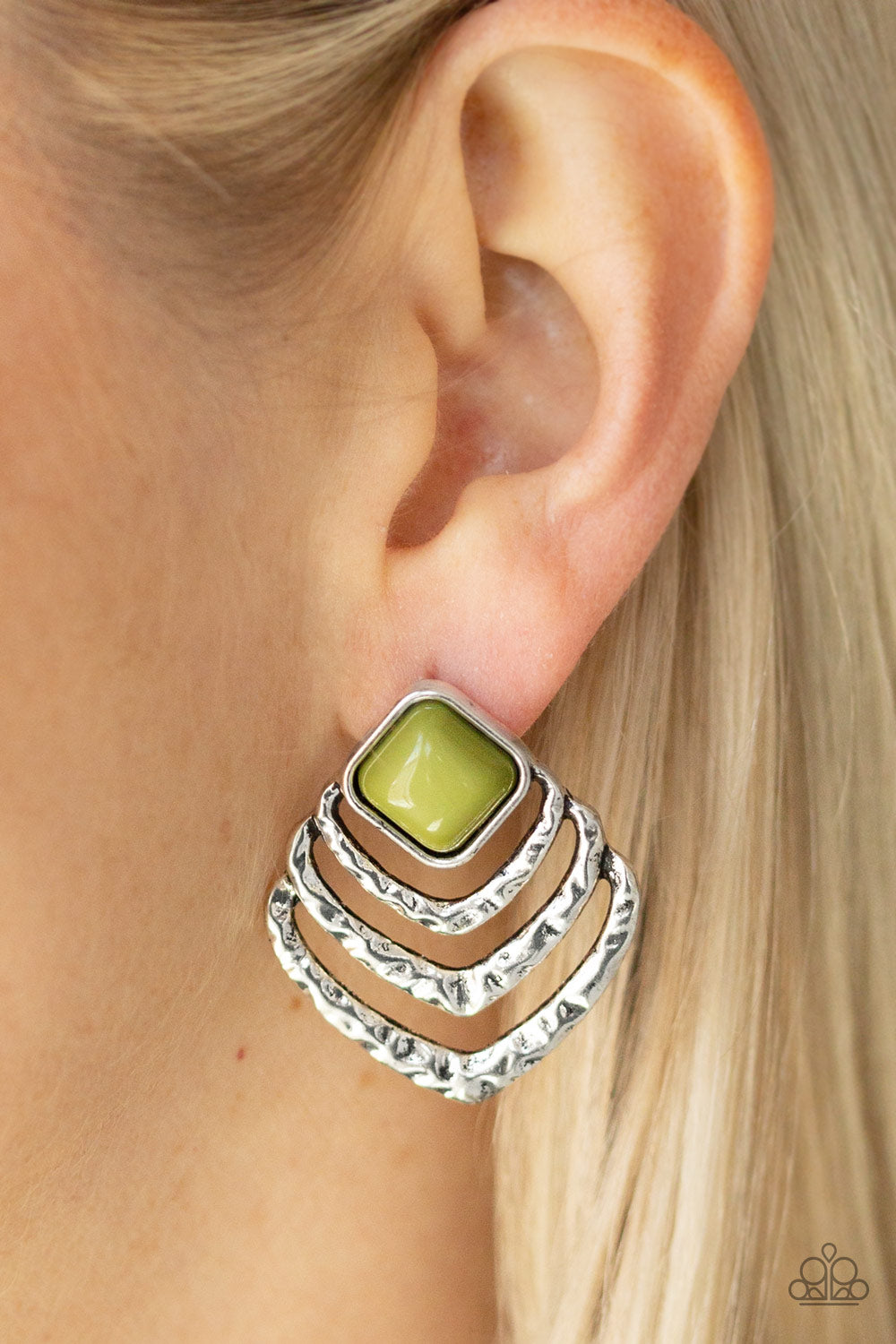 Rebel Ripple Green Earring - Paparazzi Accessories