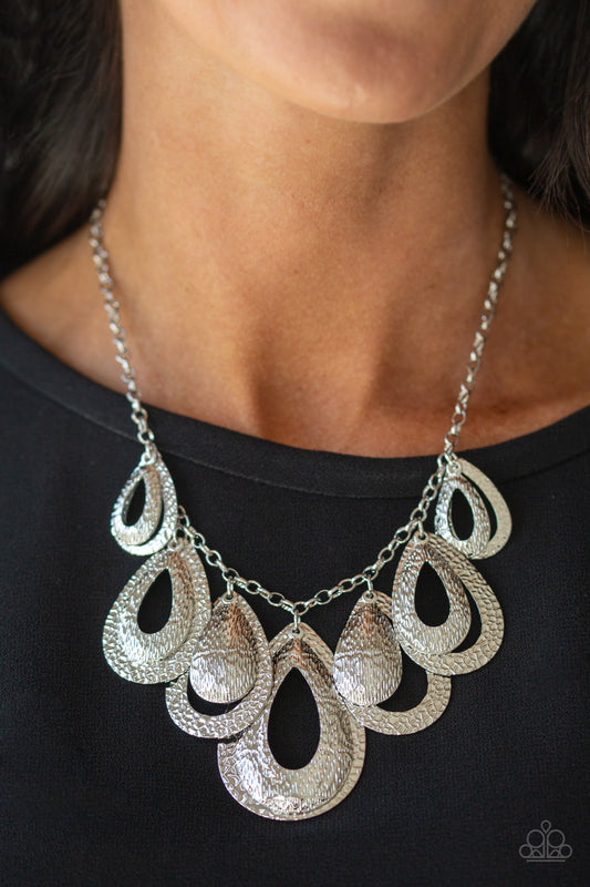 Teardrop Tempest Silver Necklace - Paparazzi Accessories
