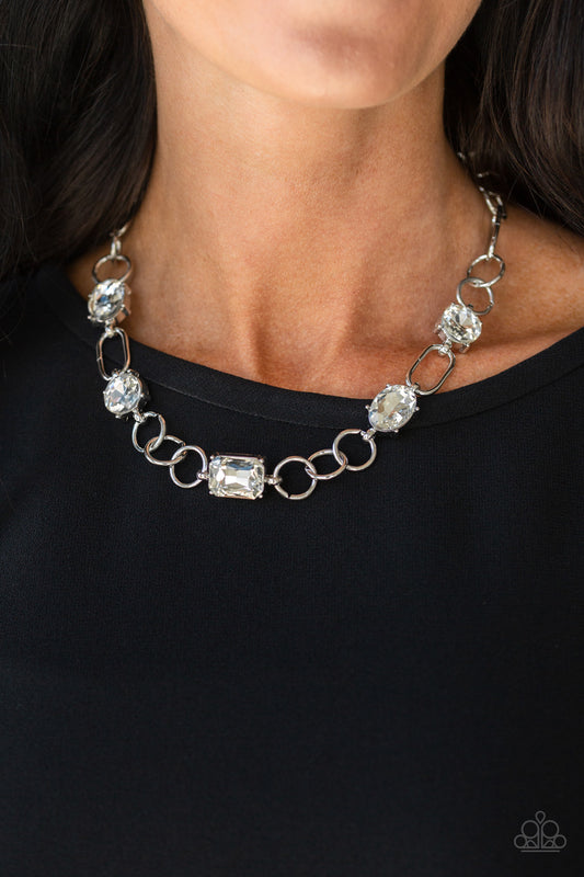 Urban District White Necklace - Paparazzi Accessories