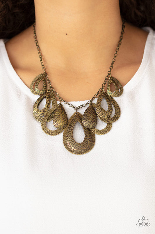 Teardrop Tempest Brass Necklace - Paparazzi Accessories